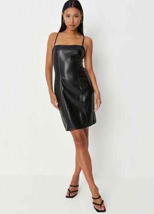 Missguided плаття з екошкіри чорне на бретельках нове з вирізо...