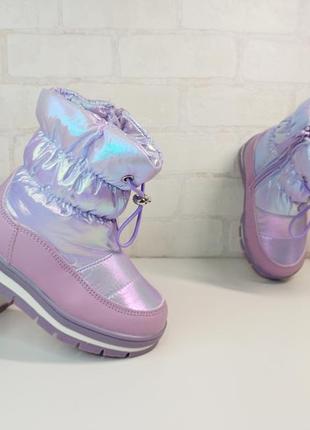 Дитячі зимові дутіки чоботи черевики для дівчинки