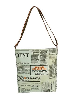 Жіноча сумочка через плче з принтом газетка. текстильная сумка...