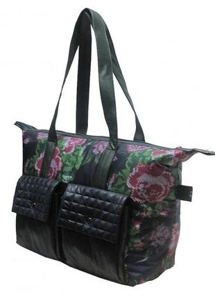 Жіноча сумка текстильна з принтом троянди