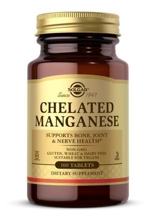 Витамины и минералы Solgar Chelated Manganese, 100 таблеток