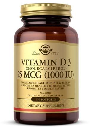 Витамины и минералы Solgar Vitamin D3 25 mcg, 100 капсул