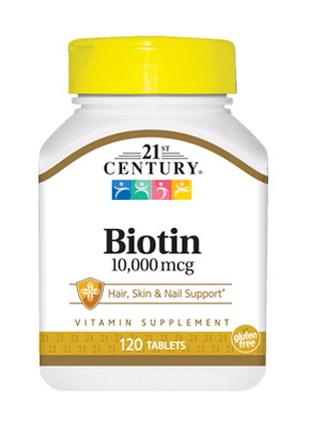Витамины и минералы 21st Century Biotin 10000 mcg, 120 таблеток
