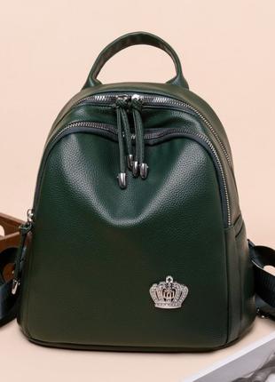 Красивый женский рюкзак высококачественная эко кожа темно-зеле...