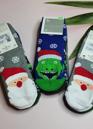 Яскраві новорічні махрові шкарпетки для хлопчика c&a 3 пари ро...