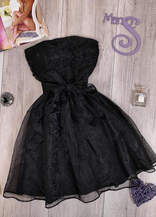 Коктейльное платье h&m чёрное с карсетом без бретелей в бархат...