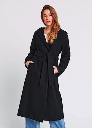 Черное пальто женское демисезонное стильное s xs классическое ...