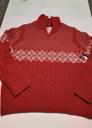 Червоний шерстяний светр з візерунком