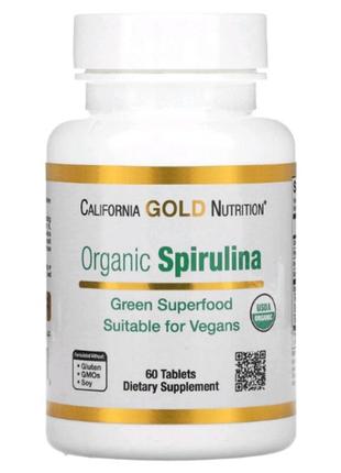 Спирулина organic spirulina california gold nutrition 60шт