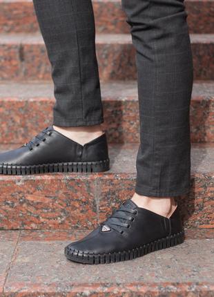 Туфлі чоловічі з натуральної шкіри Prime Shoes 28.1 чорні