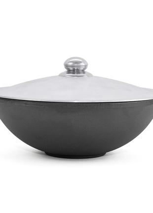Чугунная сковорода WOK с алюминиевой крышкой 3,7 л