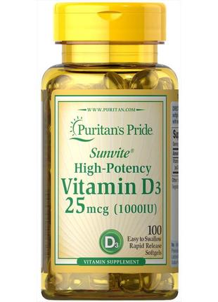 Витамины и минералы Puritan's Pride Vitamin D3 1000 IU, 100 ка...