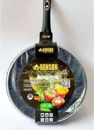 Сковорода з кришкою 28 см Benson з гранітним покриттям BN-517