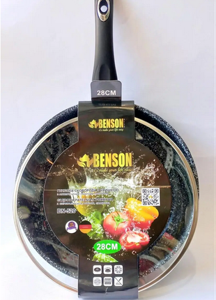 Сковорода Benson BN-520 із кришкою з гранітним покриттям 28 см