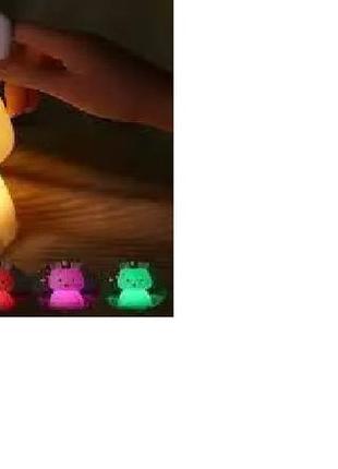 Разноцветный детский силиконовый ночник светильник в виде зайч...