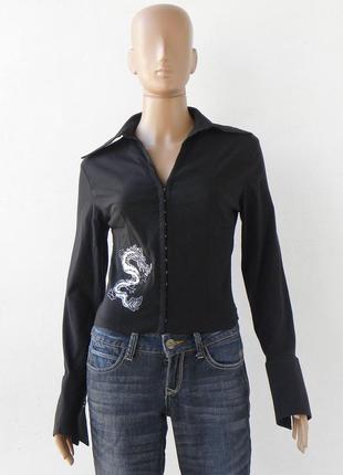 Блуза из стрейчевой ткани с принтом и камушками 3-й размер (s).