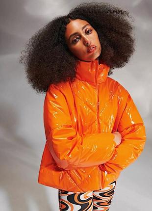 Куртка женская оранжевая глянцевая блестящая стеганая яркая s ...