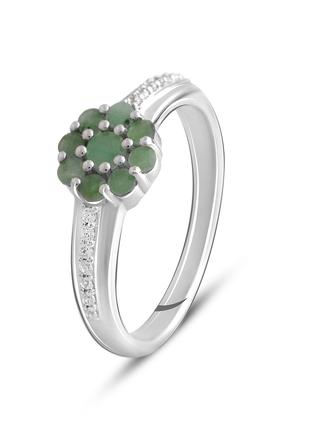 Серебряное кольцо OgoSilver с натуральным изумрудом 0.973ct, в...
