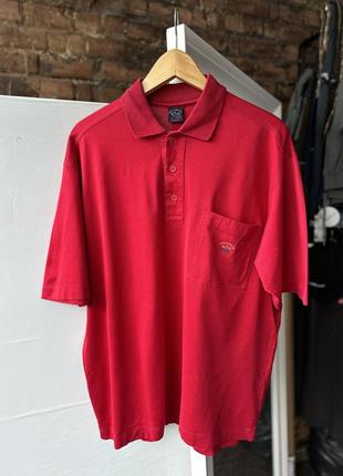 Крутая, оригинальная поло vintage paul shark red (made in italy)