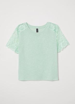 H&amp;m тонкий в'язаний топ із мереживом, s