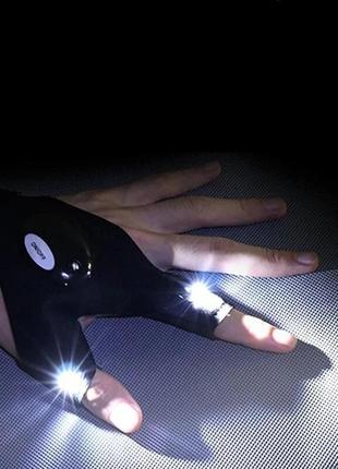 Фонарь - перчатка со светодиодом на 2 пальца руки на батарейке...