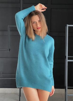 Женский мягкий теплый вязаный свитер нефритовый