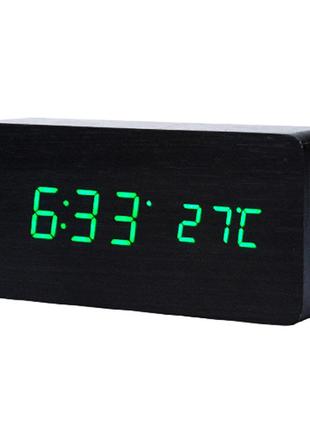 Часы сетевые VST-862-4, зеленые, температура, USB