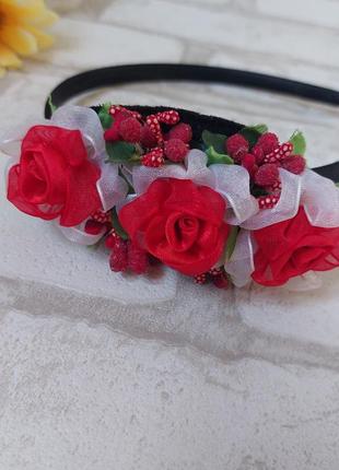 Обруч ободок на голову для девочки с цветком розами
