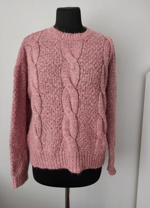 Меланжевый свитер с косами крупной вязки 14-16 р от primark