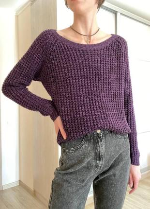 Фиолетовый удлиненный свитер colors