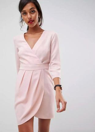 Стильное пудровое платье asos design, m