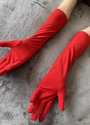 Высокие красные перчатки карнавальные маскарадные для костюма ...