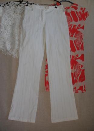 Літні білі стретчеві брюки штани в смужку класика