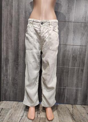 Широкие льняные штаны, льняные брюки, льняные джинсы пот-41 см