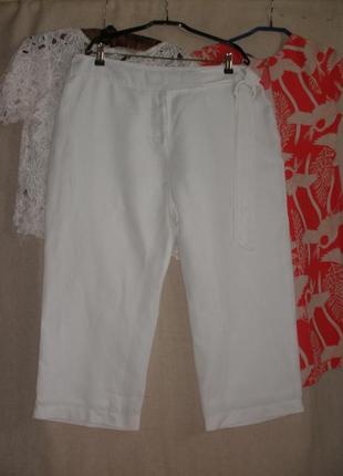 Білі лляні короткі штани  бриджі капрі  батал