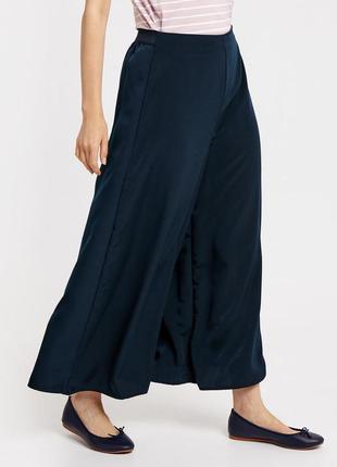 Темно-синие широкие кюлоты юбка-брюки