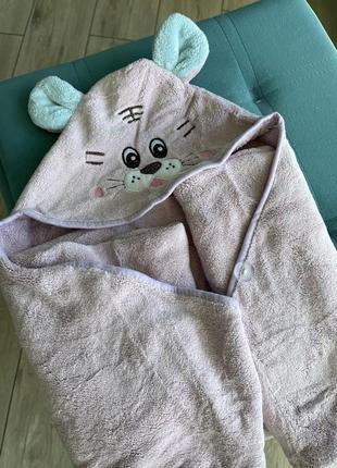 Детское полотенце-плед с уголком, капюшоном
