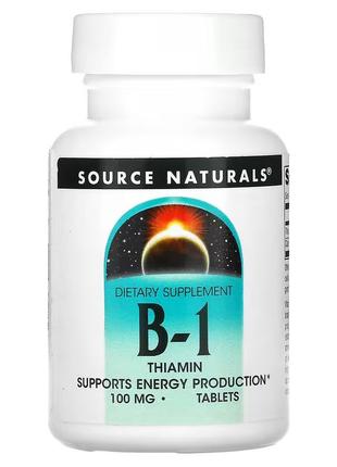 Витамины и минералы Source Naturals Vitamin B1 Thiamin 100 mg,...