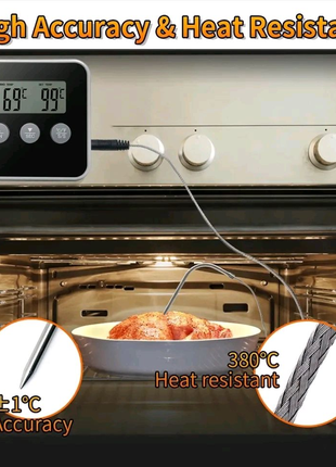 Термометр кухонный с выносным щупом + таймер, для мяса с магнитом