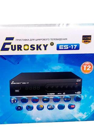 Т2 ресивер тюнер Eurosky ES-17+IPTV+YouTube METALL