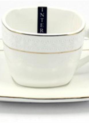 507009-A Чашка чайна квадратна фарфор.240мл з блюдцем в запайц...
