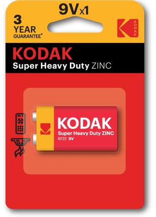 Батарейка Kodak SUPER HEAVY DUTY 6F22 (Крона)