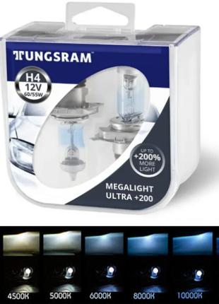 Лампочки в фару авто H4 12V 60/55 Tungsram Megalight Ultra +20...