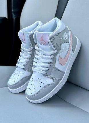 Nike jordan mid light grey shell pink