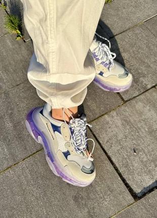 Balenciaga triple s clear sole white violet