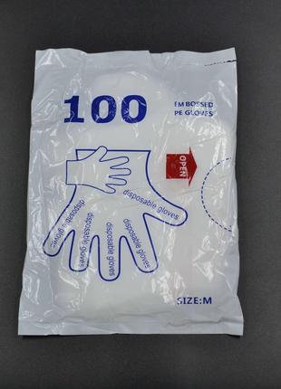 Перчатки полиэтиленовые одноразовые / размер - M / 100шт