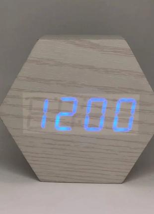 Настольные электронные часы VST-876 (Белые с синей подсветкой)