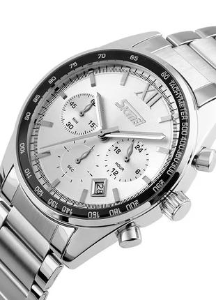 Чоловічий наручний годинник Skmei Tandem 9096 Сріблястий з білим