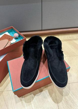 Лоферы меховые замшевые loro piana