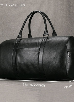 Спортивная сумка из натуральной кожи черного цвета дорожная 20...
